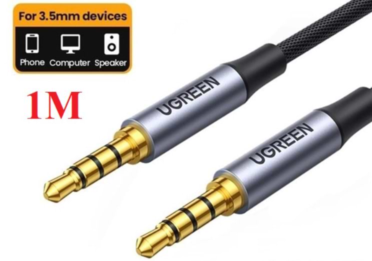 Кабель 3.5 мм - 3.5 мм UGREEN AV183 3.5mm to 3.5mm 4-Pole M/M Audio Cable Alu Case 1m Gray (10648)